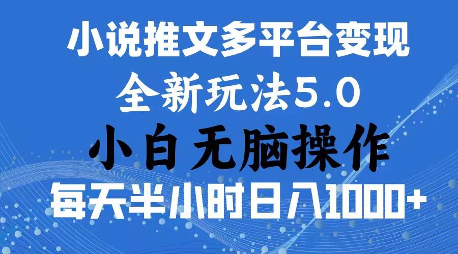 2024年6月份一件分发加持小说推文暴力玩法 新手小白无脑操作日入1000+ ...-BT网赚资源网