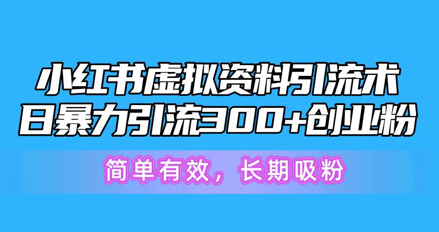 小红书虚拟资料引流术，日暴力引流300+创业粉，简单有效，长期吸粉-BT网赚资源网