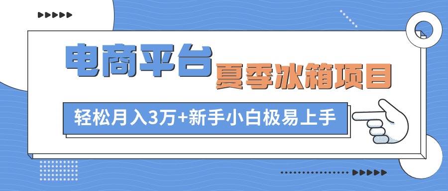 电商平台夏季冰箱项目，轻松月入3万+，新手小白极易上手-BT网赚资源网