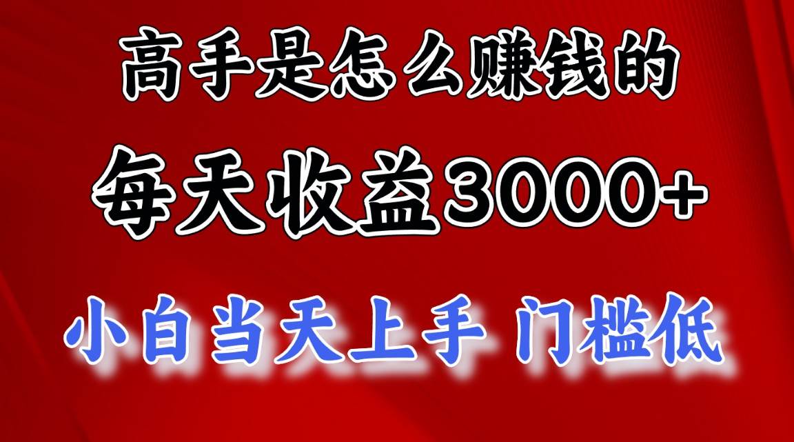 高手是怎么赚钱的，一天收益3000+ 这是穷人逆风翻盘的一个项目，非常…-BT网赚资源网