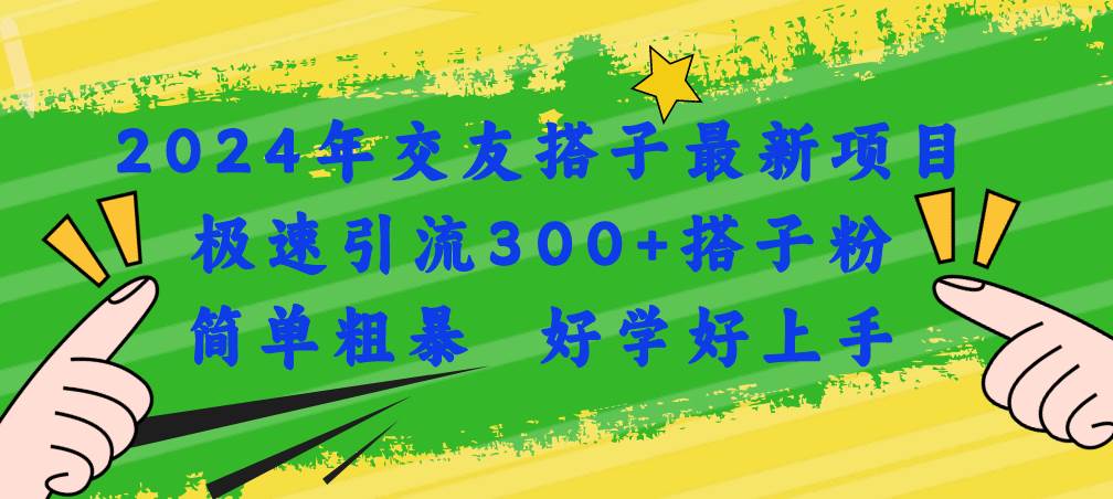 2024年交友搭子最新项目，极速引流300+搭子粉，简单粗暴，好学好上手-BT网赚资源网