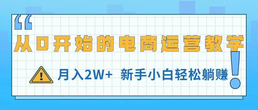 从0开始的电商运营教学，月入2W+，新手小白轻松躺赚-BT网赚资源网