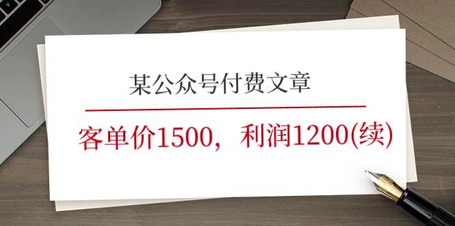 某公众号付费文章《客单价1500，利润1200(续)》市场几乎可以说是空白的-BT网赚资源网