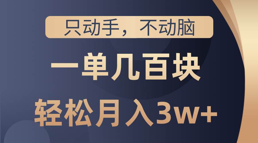 只动手不动脑，一单几百块，轻松月入3w+，看完就能直接操作，详细教程-BT网赚资源网