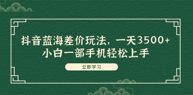 抖音蓝海差价玩法，一天3500+，小白一部手机轻松上手-BT网赚资源网