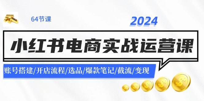 2024小红书电商实战运营课：账号搭建/开店流程/选品/爆款笔记/截流/变现-BT网赚资源网