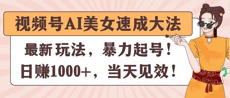 视频号AI美女速成大法，暴力起号，日赚1000+，当天见效-BT网赚资源网