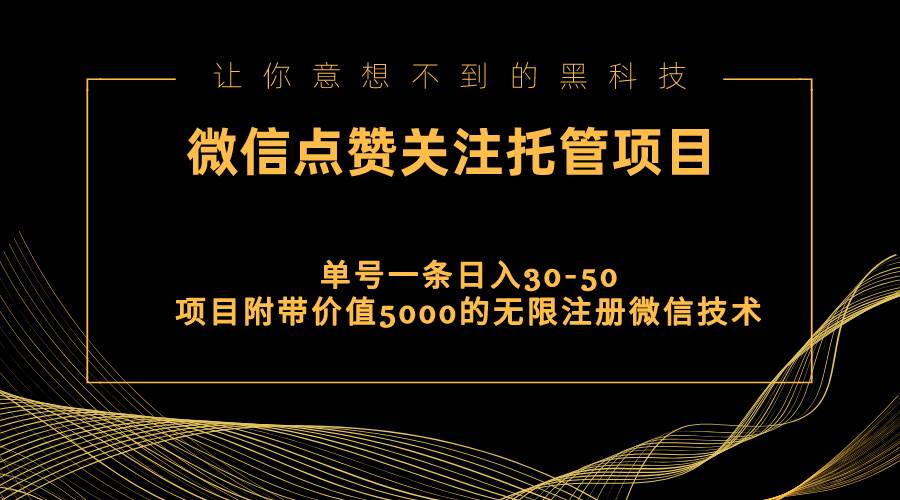 视频号托管点赞关注，单微信30-50元，附带价值5000无限注册微信技术-BT网赚资源网