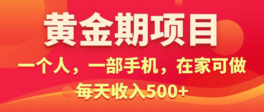 黄金期项目，电商搞钱！一个人，一部手机，在家可做，每天收入500+-BT网赚资源网