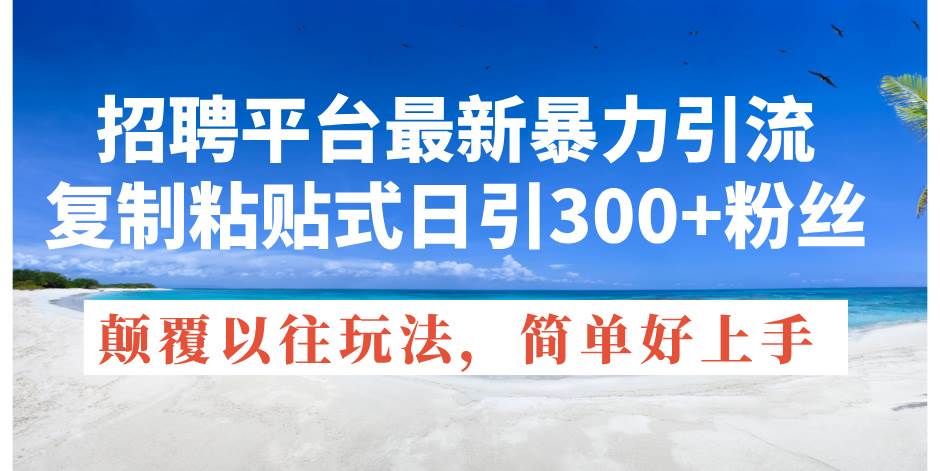 招聘平台最新暴力引流，复制粘贴式日引300+粉丝，颠覆以往垃圾玩法，简...-BT网赚资源网