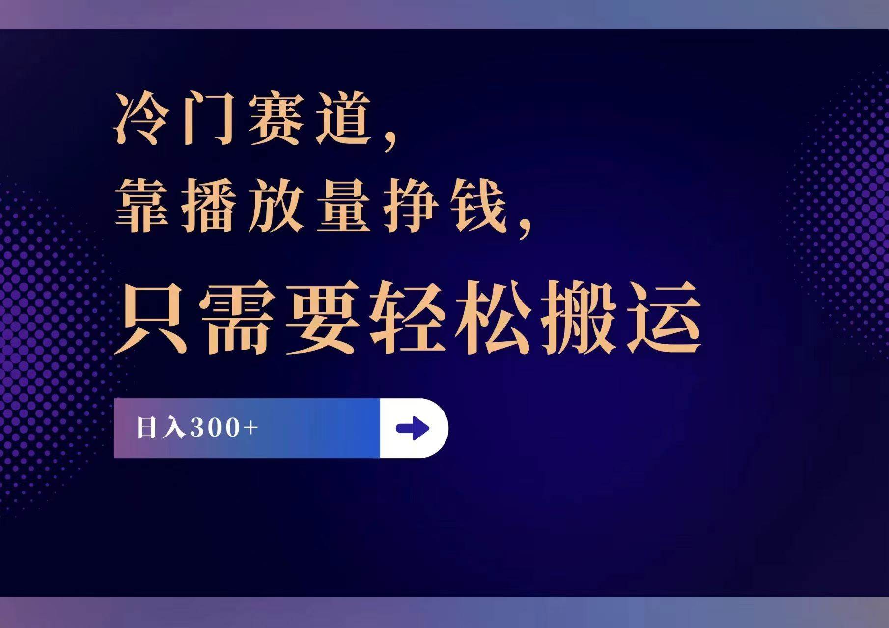 冷门赛道，靠播放量挣钱，只需要轻松搬运，日赚300+-BT网赚资源网