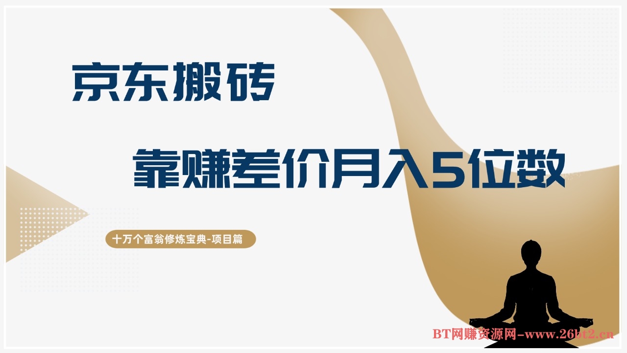 十万个富翁修炼宝典京东搬砖，靠赚差价月入5位数-BT网赚资源网