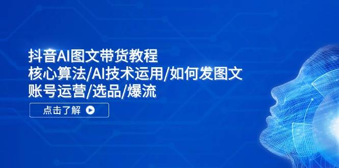 抖音AI图文带货教程：核心算法/AI技术运用/如何发图文/账号运营/选品/爆流-BT网赚资源网