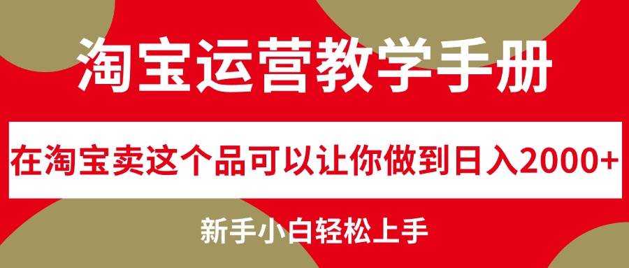 淘宝运营教学手册，在淘宝卖这个品可以让你做到日入2000+，新手小白轻...-BT网赚资源网