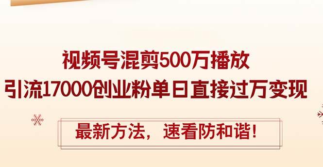 精华帖视频号混剪500万播放引流17000创业粉，单日直接过万变现，最新方...-BT网赚资源网