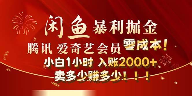 闲鱼全新暴力掘金玩法，官方正品影视会员无成本渠道！小白1小时收...-BT网赚资源网