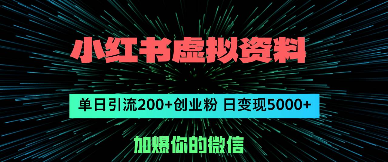 小红书虚拟资料日引流200+创业粉，单日变现5000+-BT网赚资源网