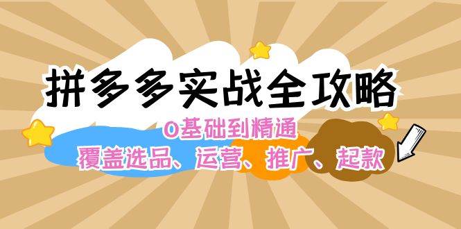 拼多多实战全攻略：0基础到精通，覆盖选品、运营、推广、起款-BT网赚资源网