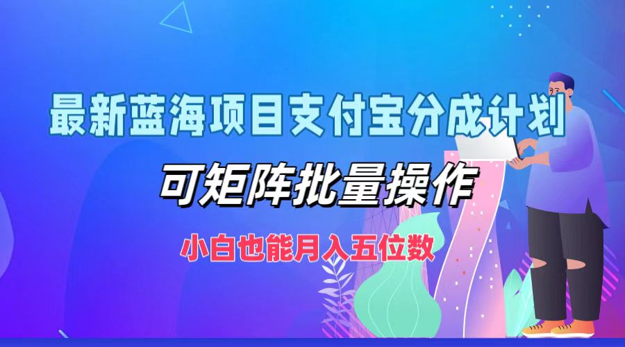 最新蓝海项目支付宝分成计划，小白也能月入五位数，可矩阵批量操作-BT网赚资源网