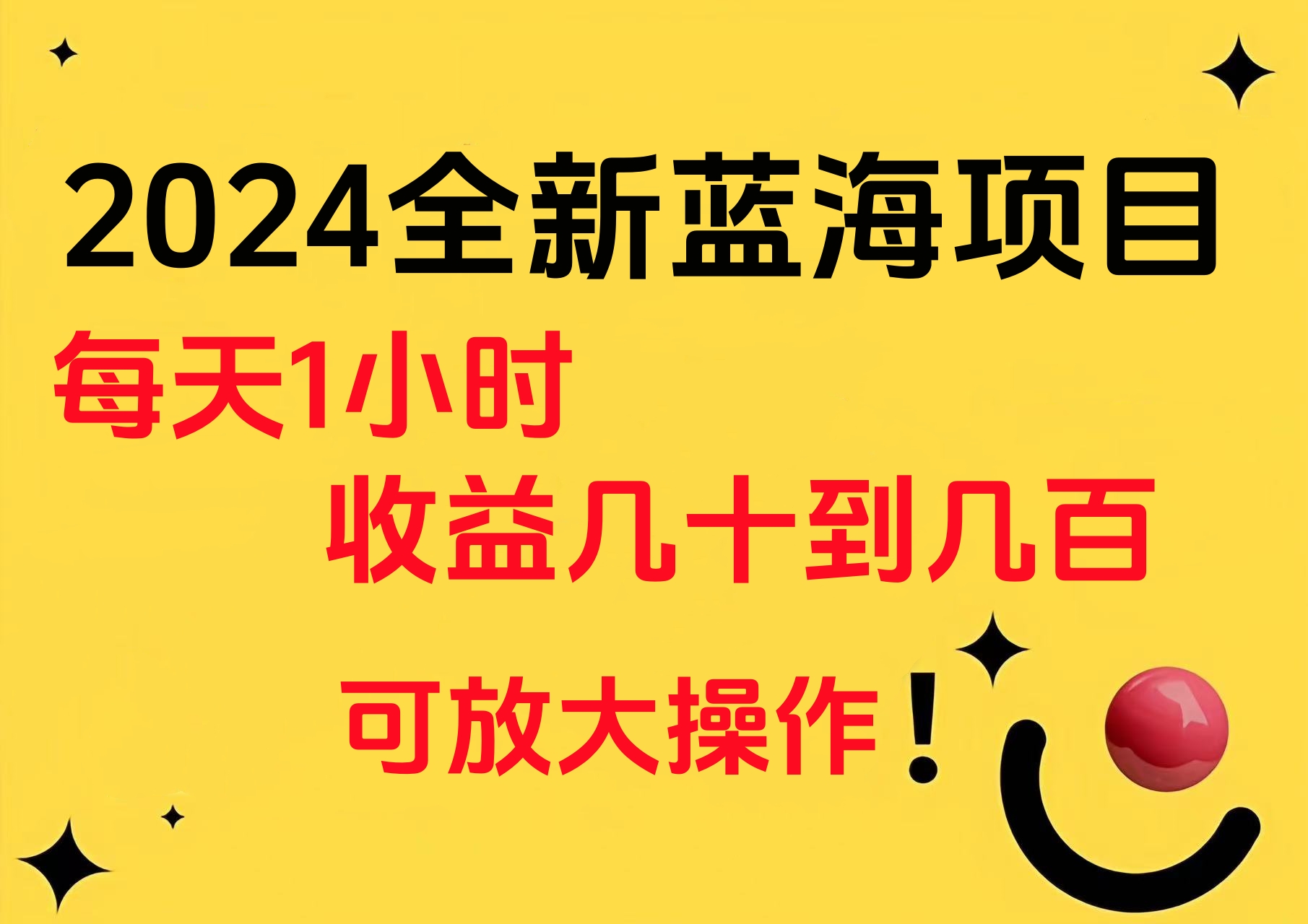 小白有手就行的2024全新蓝海项目，每天1小时收益几十到几百，可放大操作-BT网赚资源网