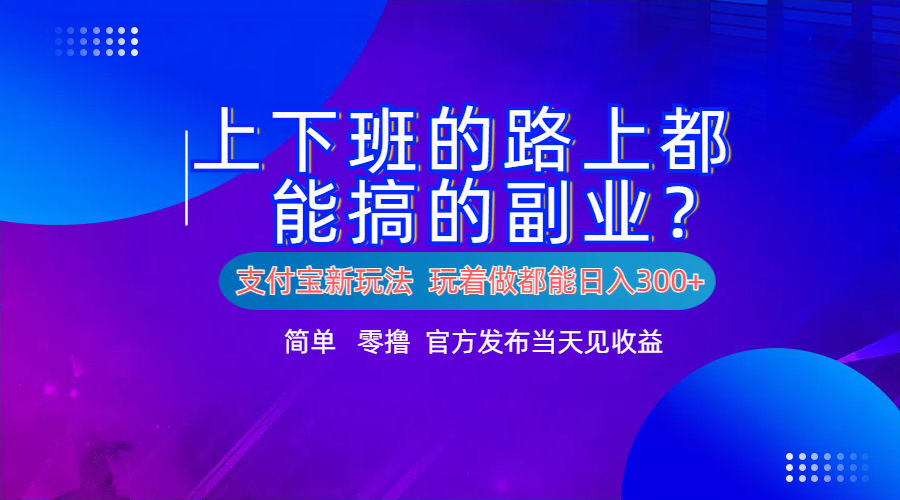 支付宝新项目！上下班的路上都能搞米的副业！简单日入300+-BT网赚资源网