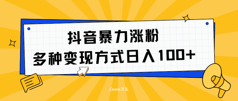 抖音暴力涨粉：多方式变现 日入100+-BT网赚资源网