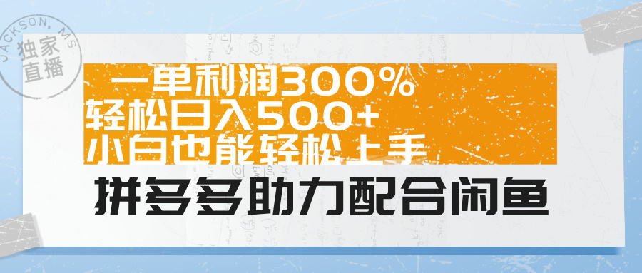 拼多多助力配合闲鱼 一单利润300% 轻松日入500+ 小白也能轻松上手！-BT网赚资源网