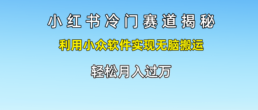 小红书冷门赛道揭秘,轻松月入过万，利用小众软件实现无脑搬运，-BT网赚资源网