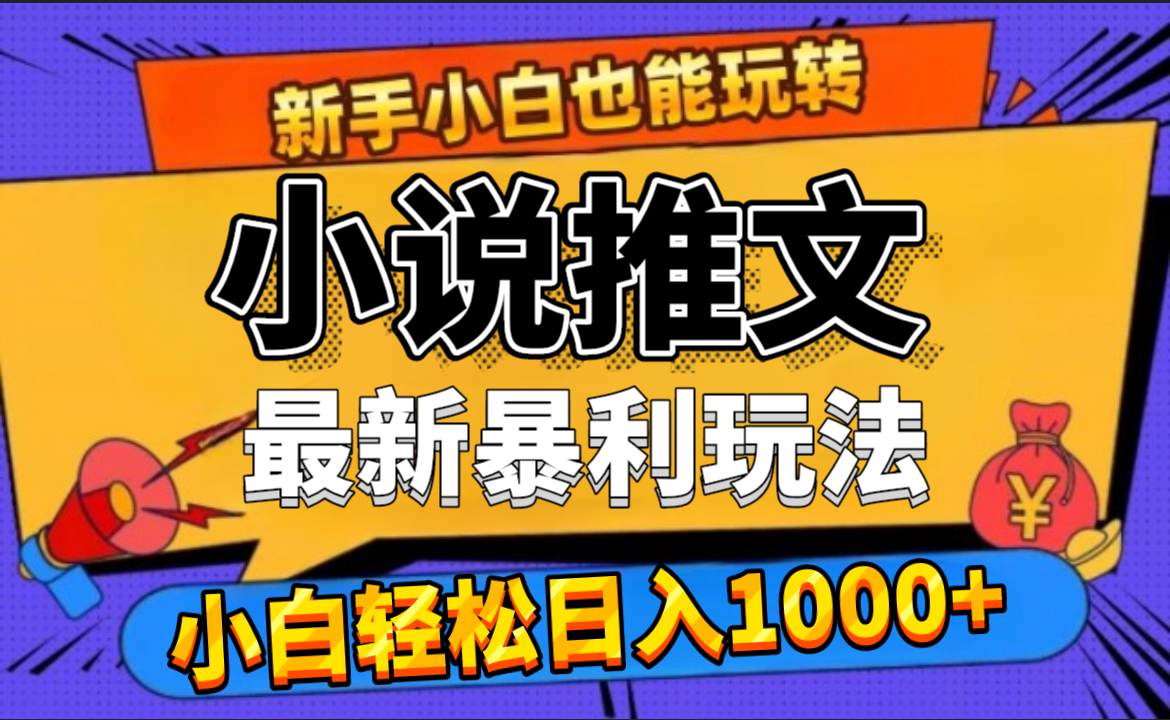 24年最新小说推文暴利玩法，0门槛0风险，轻松日赚1000+-BT网赚资源网