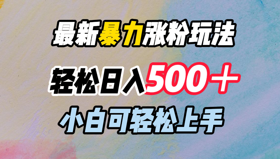 最新暴力涨粉玩法，轻松日入500＋，小白可轻松上手-BT网赚资源网