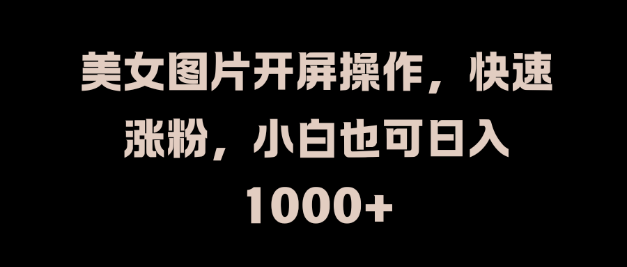 美女图片开屏操作，快速涨粉，小白也可日入1000+-BT网赚资源网