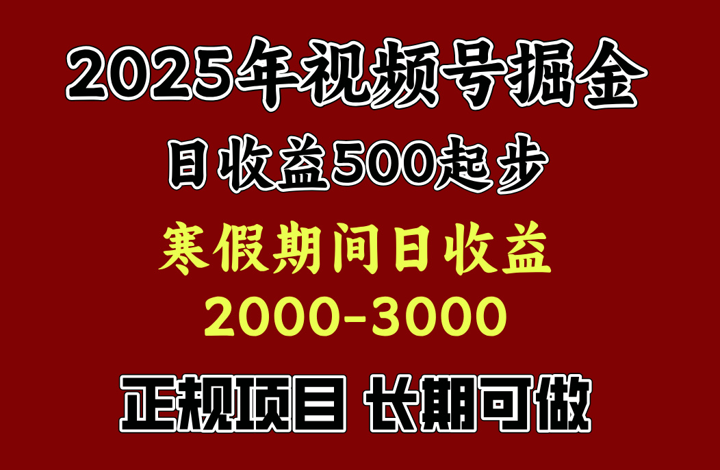 最新视频号项目，单账号日收益500起步，寒假期间日收益2000-3000左右，-BT网赚资源网