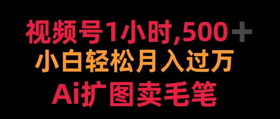 视频号每天1小时，收入500＋，Ai扩图卖毛笔-BT网赚资源网