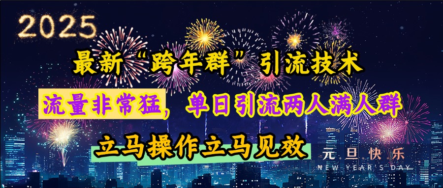 最新“跨年群”引流，流量非常猛，单日引流两人满人群，立马操作立马见效-BT网赚资源网