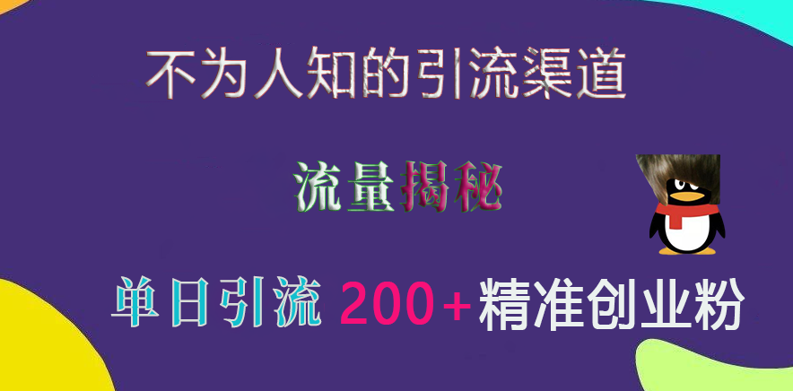 不为人知的引流渠道，流量揭秘，实测单日引流200+精准创业粉-BT网赚资源网