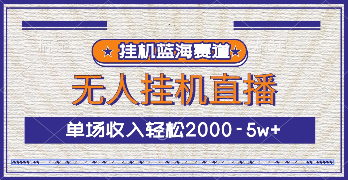 挂机蓝海赛道，无人挂机直播，单场收入轻松2000-5w+-BT网赚资源网